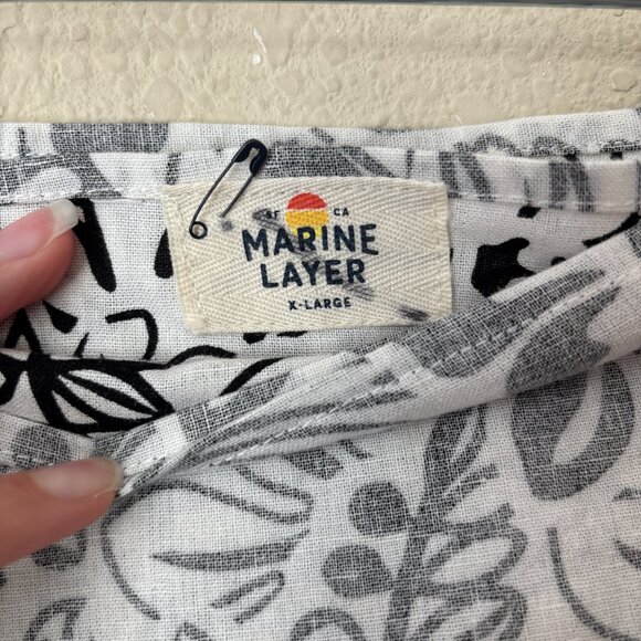 Marine Layer XL Linen Blend Monaco Wrap Skirt in Black and White Print - Picture 3 of 9